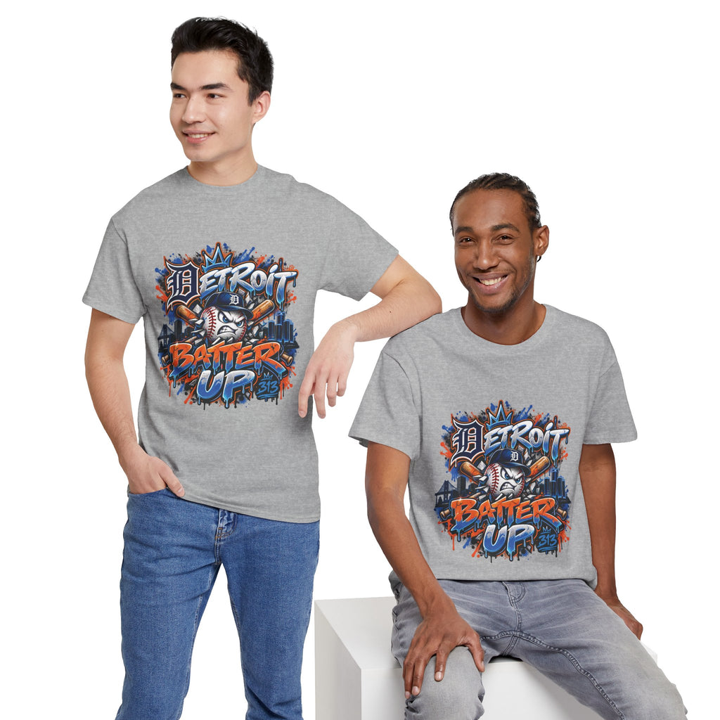 Detroit Batter Up T-Shirt | Baseball City Skyline Tee