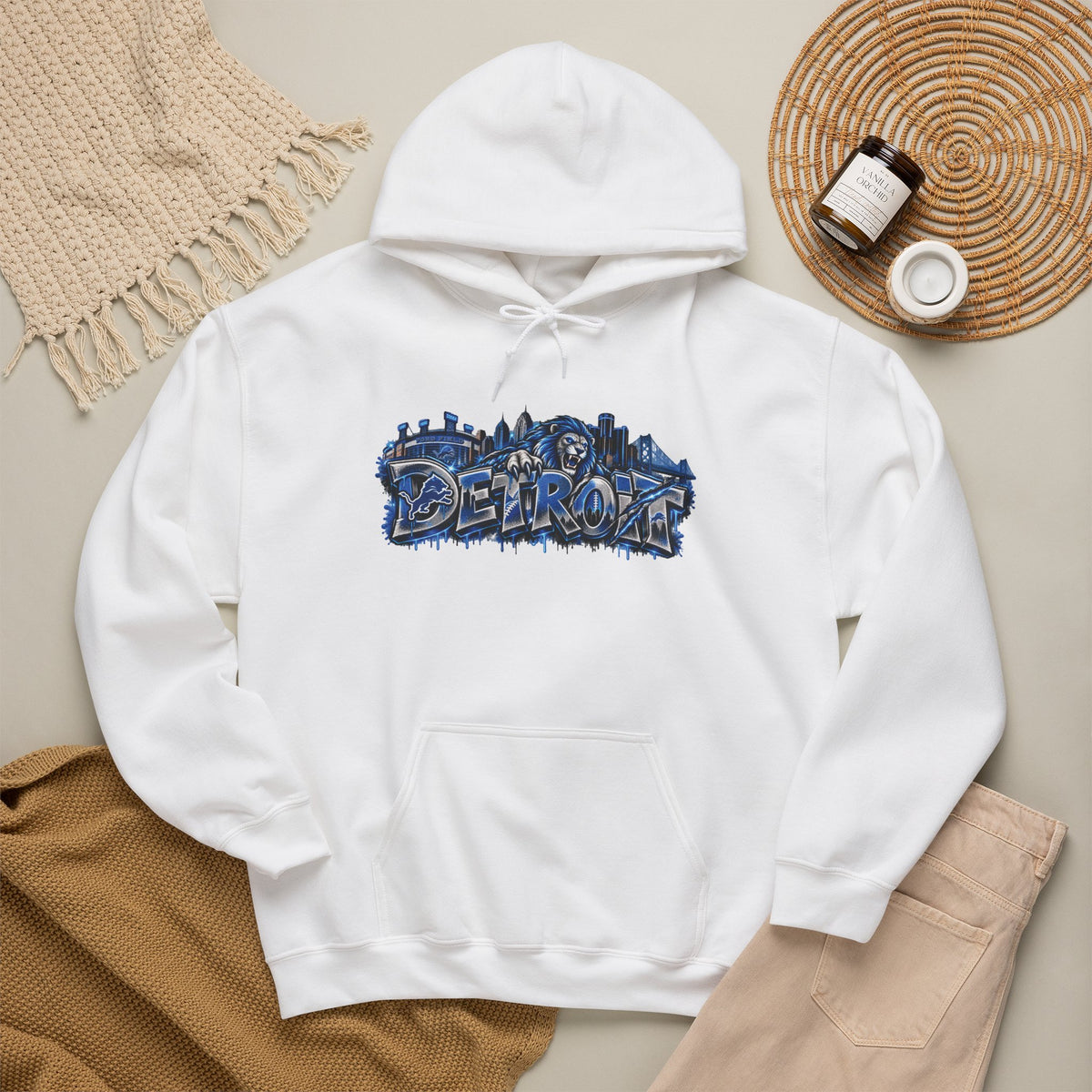 Detroit Graffiti Style Hoodie | City Skyline Street Art Pullover
