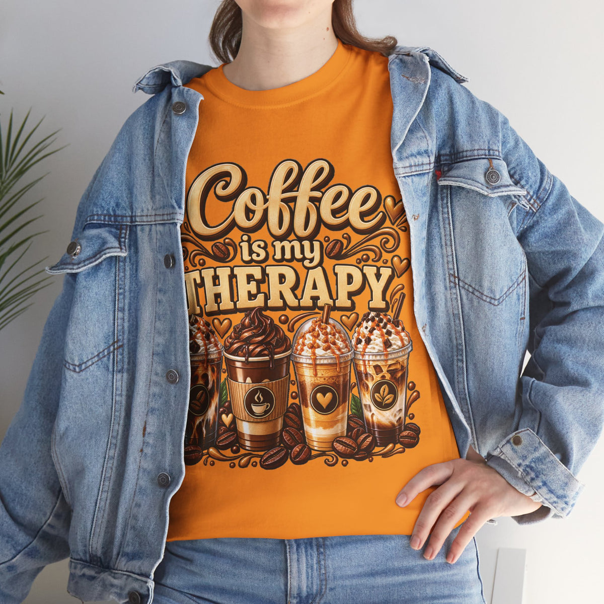 Coffee Is My Therapy T-Shirt | Coffee Cups Illustration, Cozy Beverage Tee