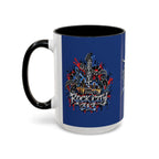 Detroit Rock City 313 Blue Accent Mug | Cityscape Guitar Graffiti Design