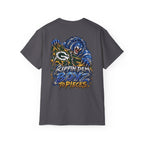 Detroit and Green Bay Rivalry Graphic Tee | Lion Ripping Green Bay Logo Back