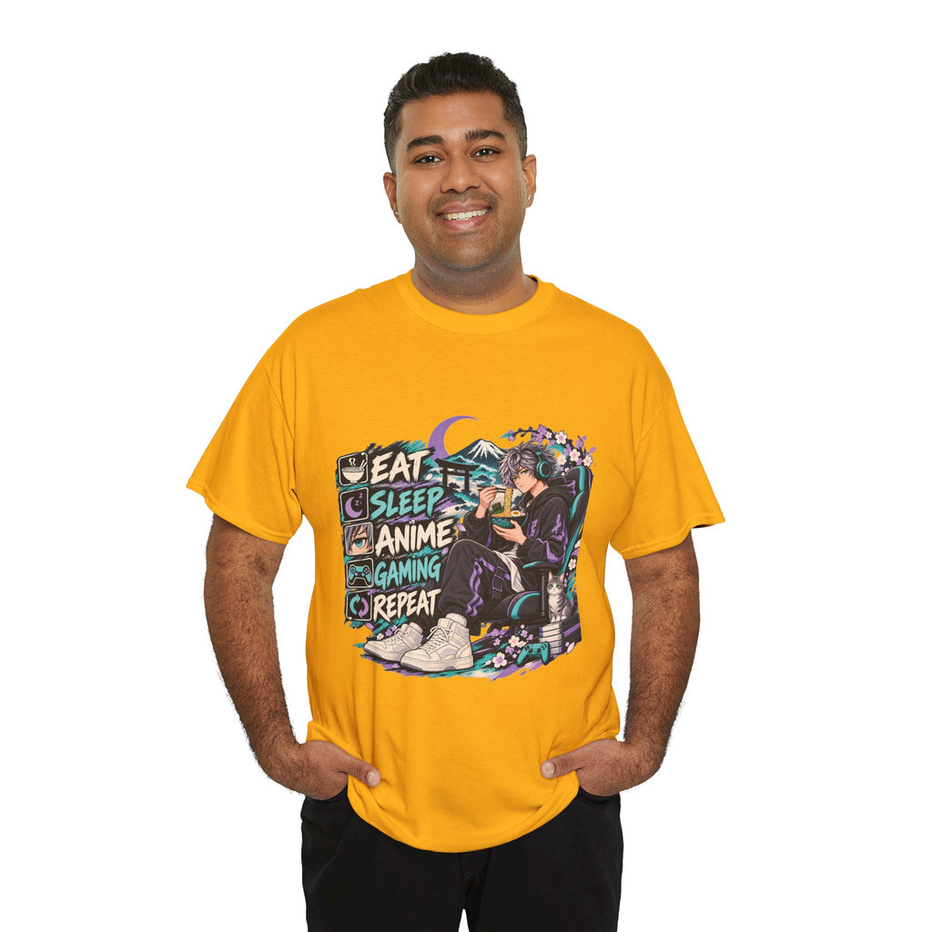 Eat Sleep Anime Gaming Repeat Video Game Graphic T-Shirt