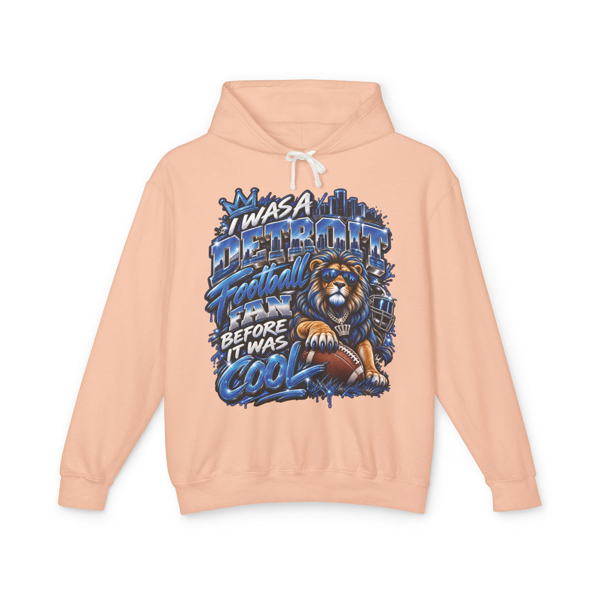 Detroit Retro Graffiti Hoodie | Lion, Skyline, Football Illustration