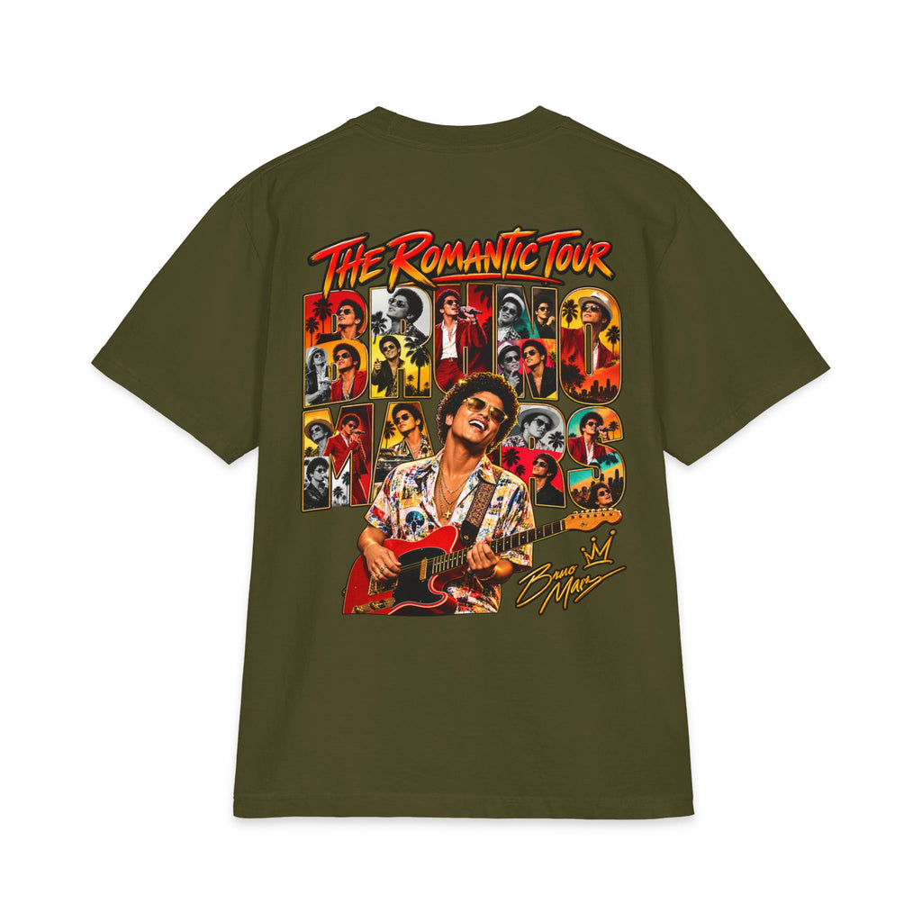 Bruno Retro Pop Singer Portrait T-Shirt | Tour Poster Back Graphic