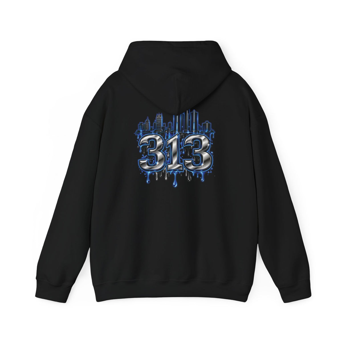 Detroit 313 Skyline Hoodie | Dripping Graffiti City Football Design