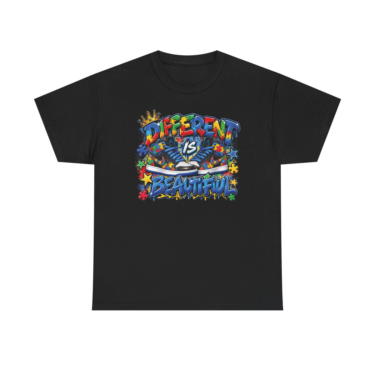 Different Is Beautiful Autism T-Shirt | Colorful Graffiti Typography