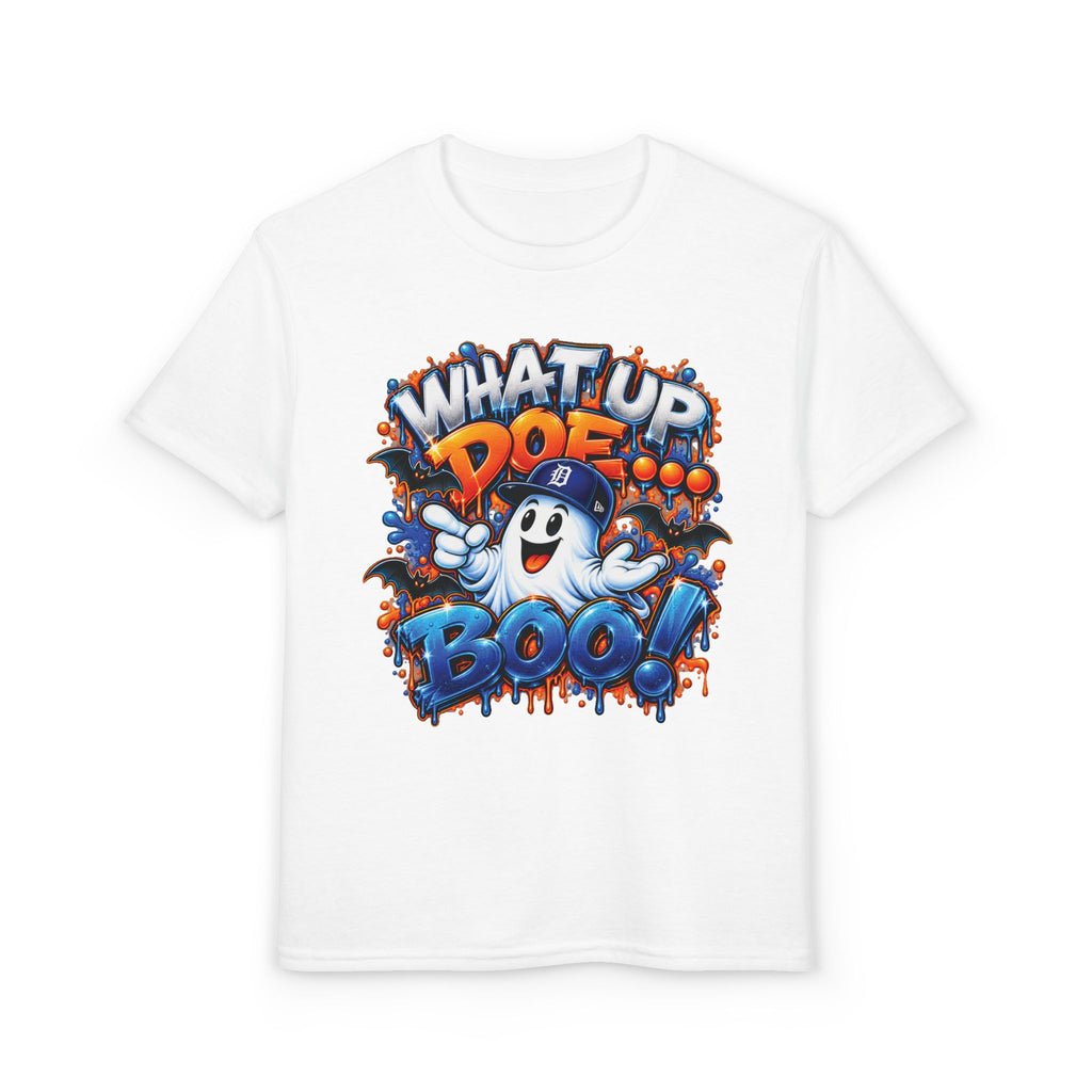 Det What Up Doe Boo! Ghost Graphic T-Shirt | Halloween Kids Tee