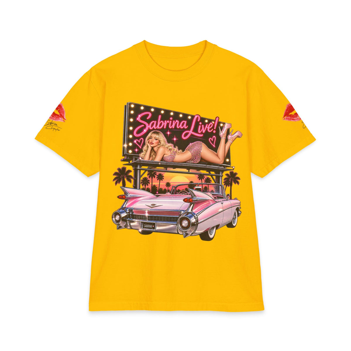 Sabrina Live Pinup Billboard with Pink Cadillac T-Shirt | Retro 1950s