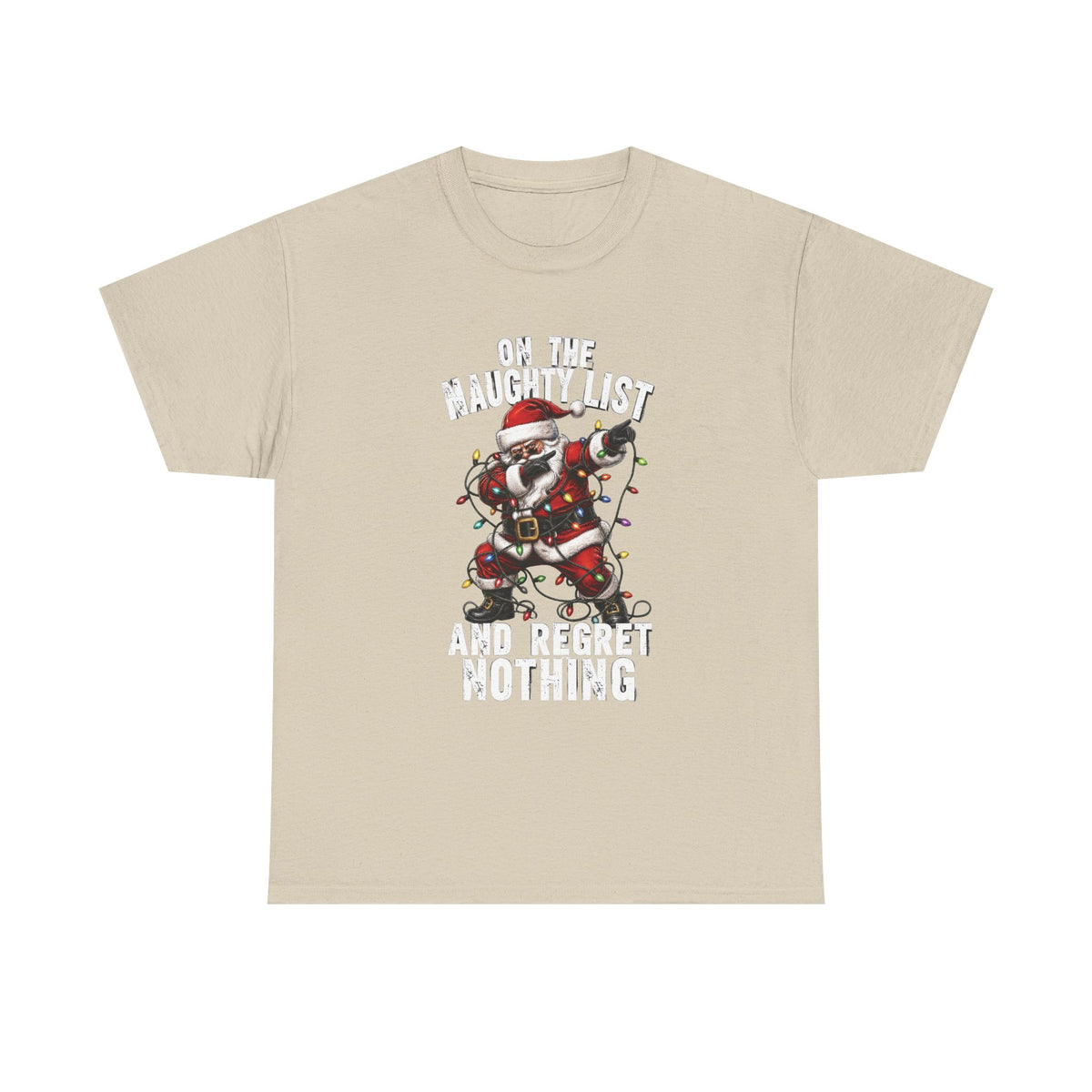 Santa Skeleton 'On the Naughty List and Regret Nothing' Tee | Christmas Punk Shirt