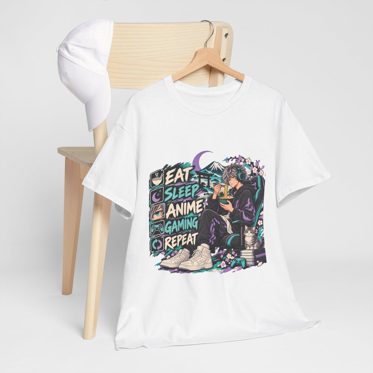 Eat Sleep Anime Gaming Repeat Video Game Graphic T-Shirt