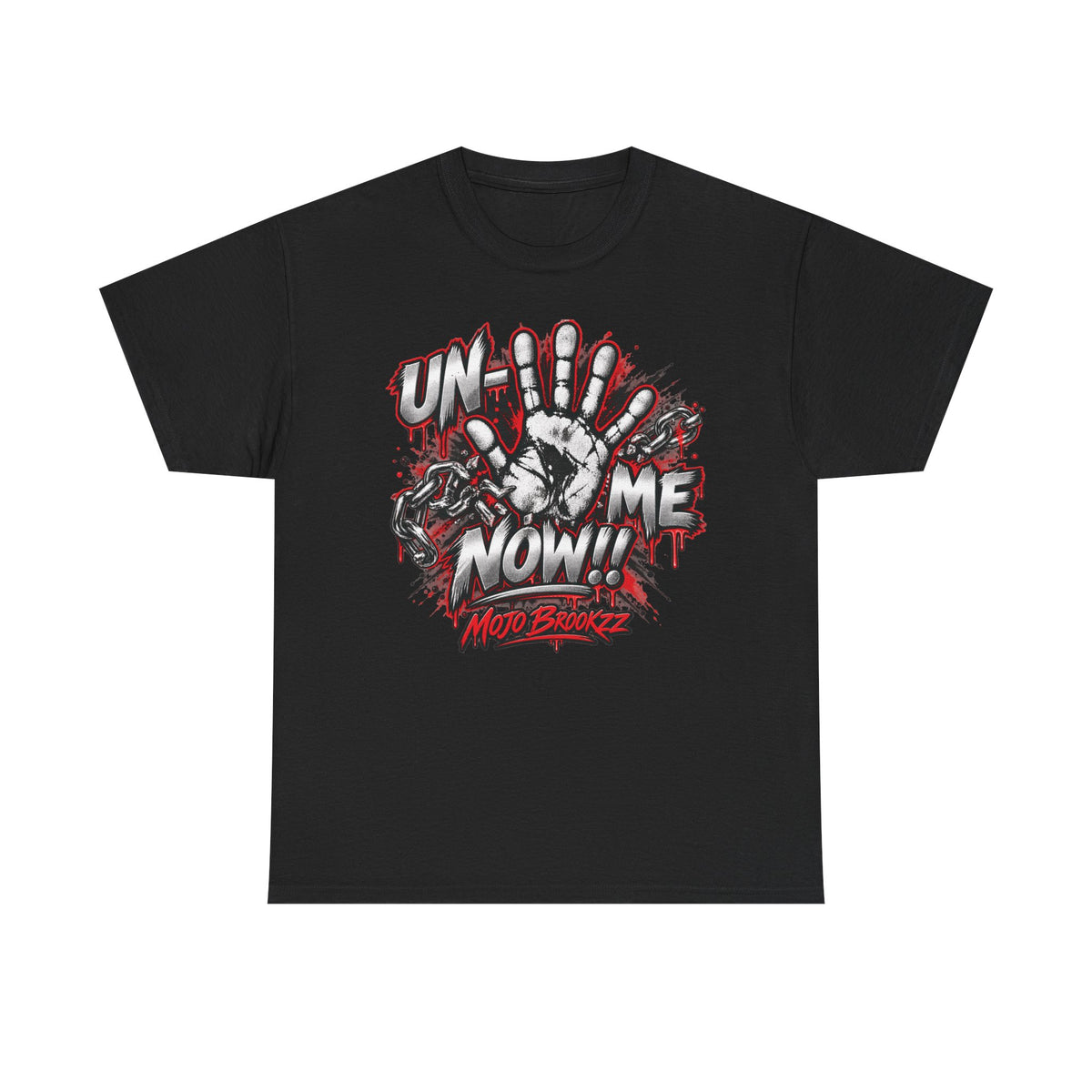 Unmute Me Now graphic tee | handprint, graffiti horror text