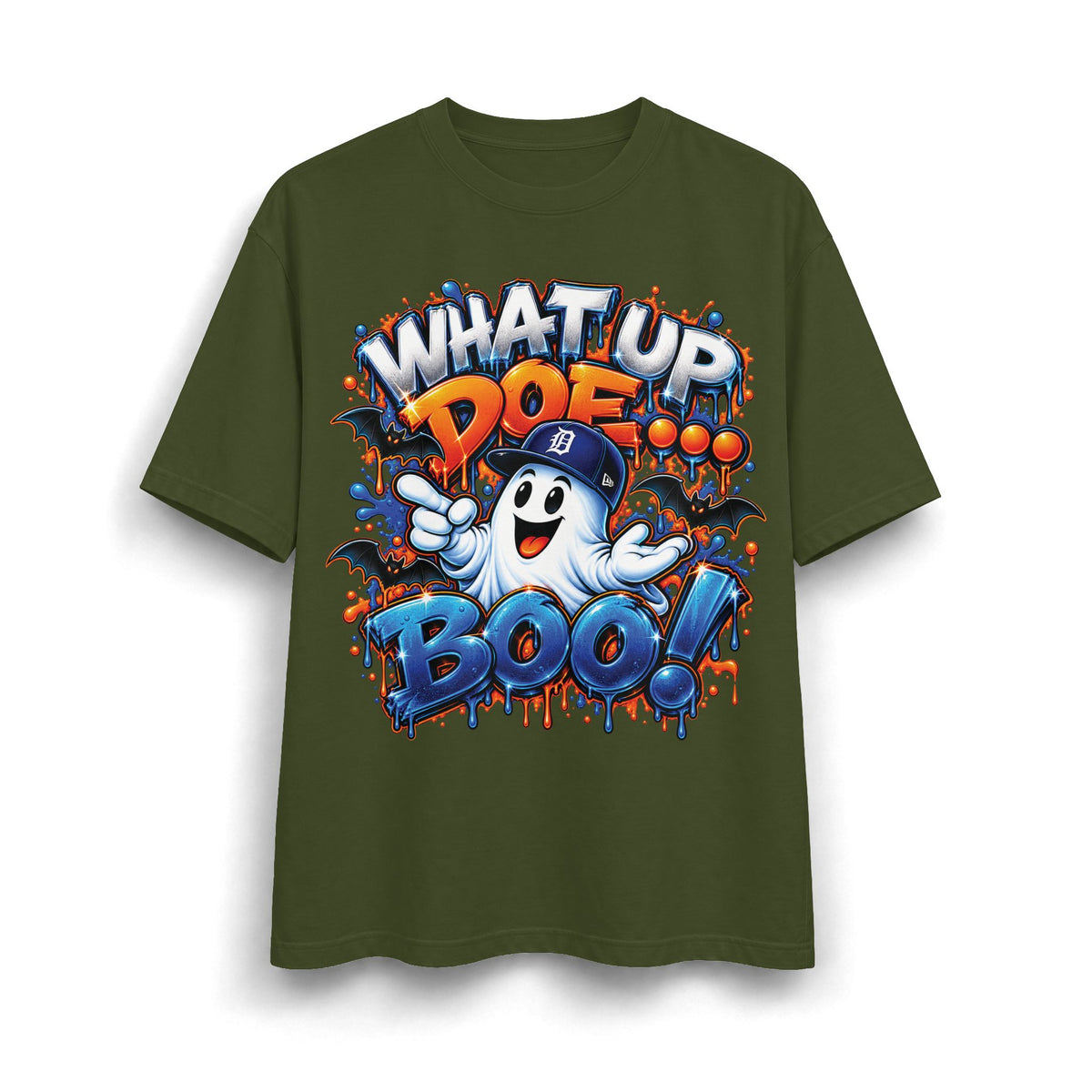 What Up Doe Boo! ghost graphic T-Shirt | Halloween street art drip design