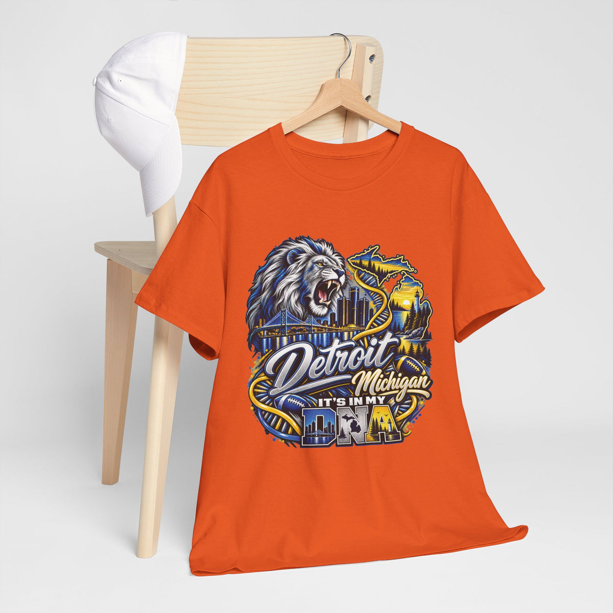 Detroit Michigan Lion Cityscape Graphic T-Shirt
