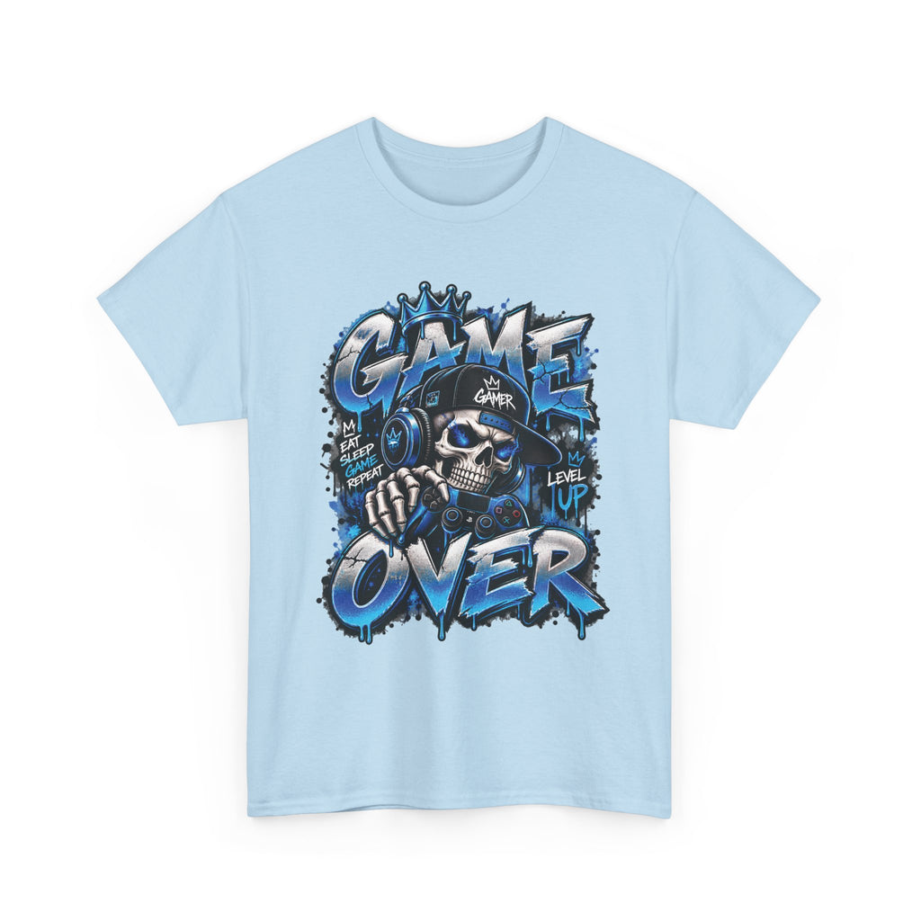 Game Over Skull Gamer T-Shirt | Level Up Graphic Tee