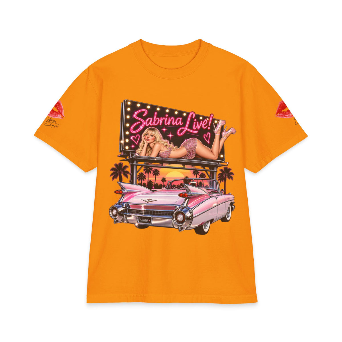Sabrina Live Pinup Billboard with Pink Cadillac T-Shirt | Retro 1950s