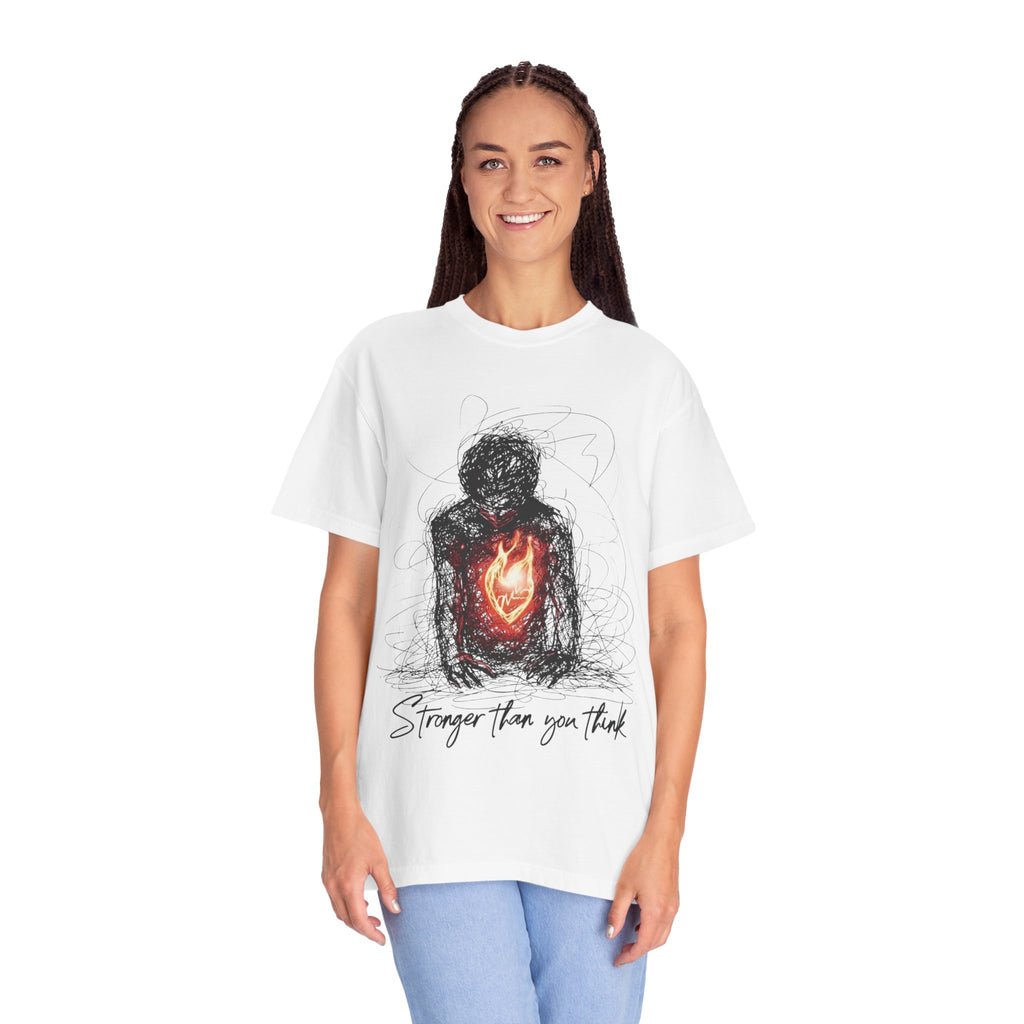 Heart of Flame sketch figure T-shirt | Stronger Than You Think graphic tee