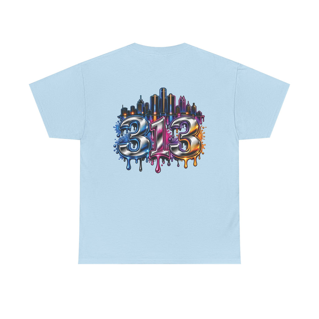 Detroit Script Tee | 313 Drip Skyline T-Shirt