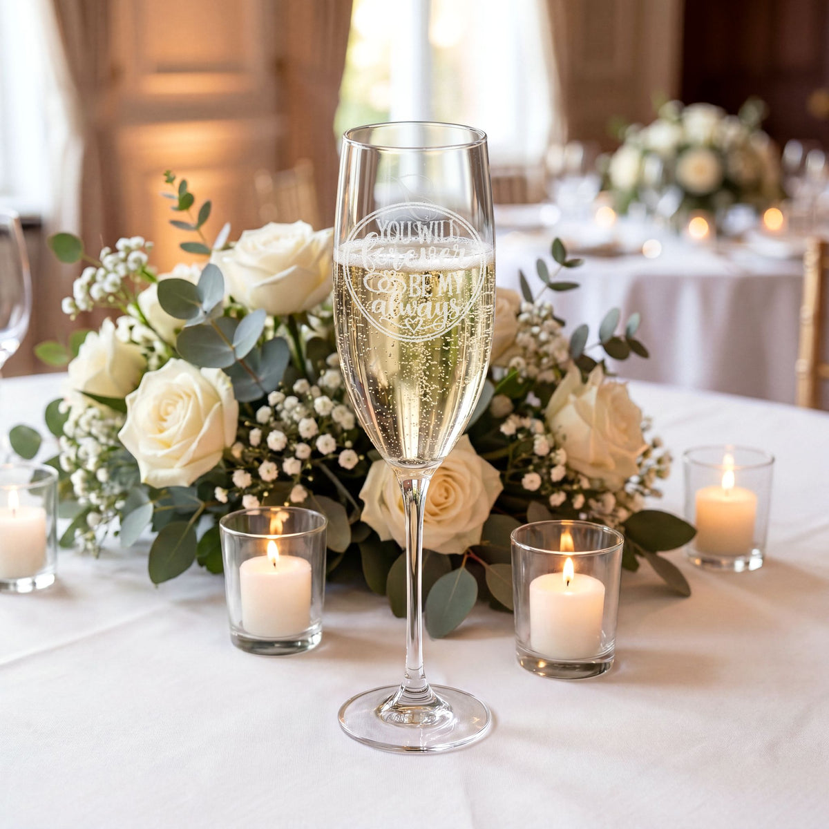 Engraved Champagne Flute, 8oz | Personalized Engraving Option