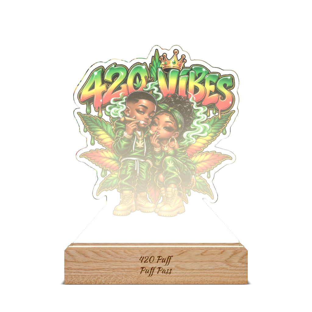 420 Vibes Acrylic Night Light | Custom Shape UV LED Lamp