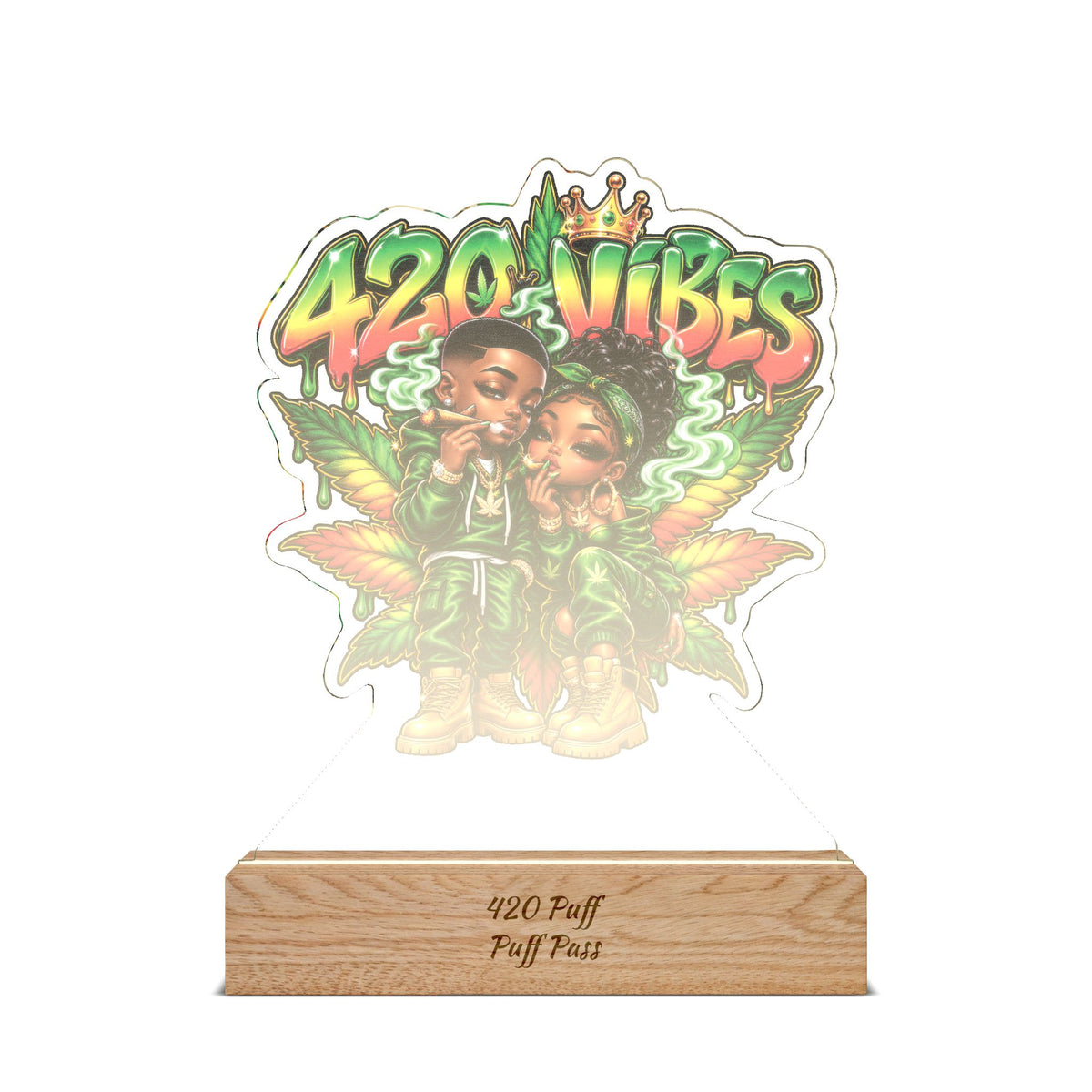 420 Vibes Acrylic Night Light | Custom Shape UV LED Lamp