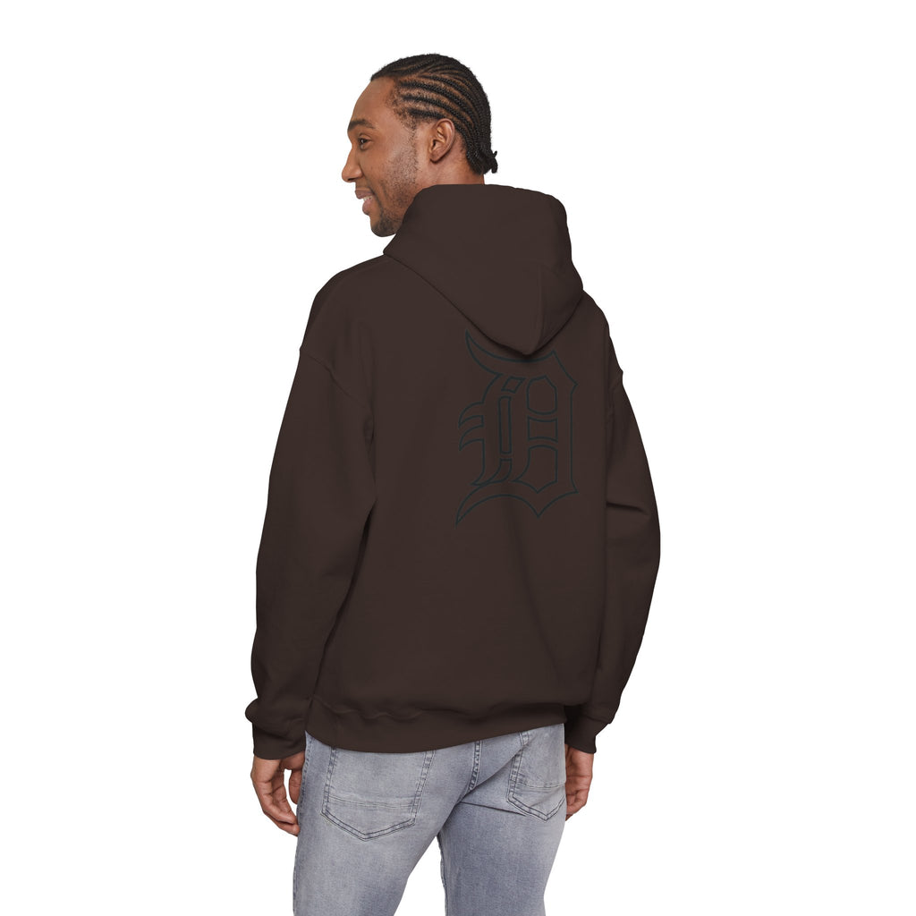 Detroit Basketball Graphic Hoodie | Vintage City Sports Logo, Front Collage Art