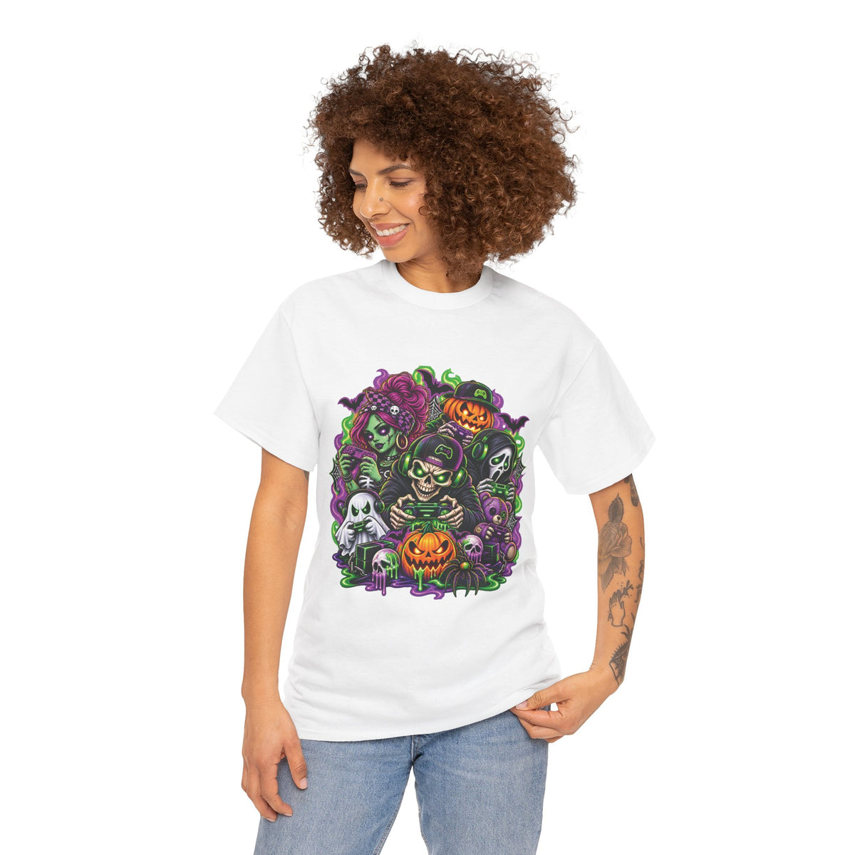 Spooky Halloween Monsters T-Shirt | Pumpkin, Ghost, Witch, Skeleton