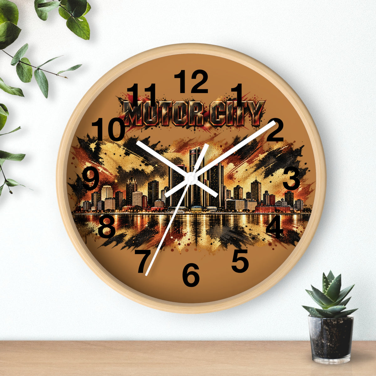 Motor City Detroit Skyline Wall Clock