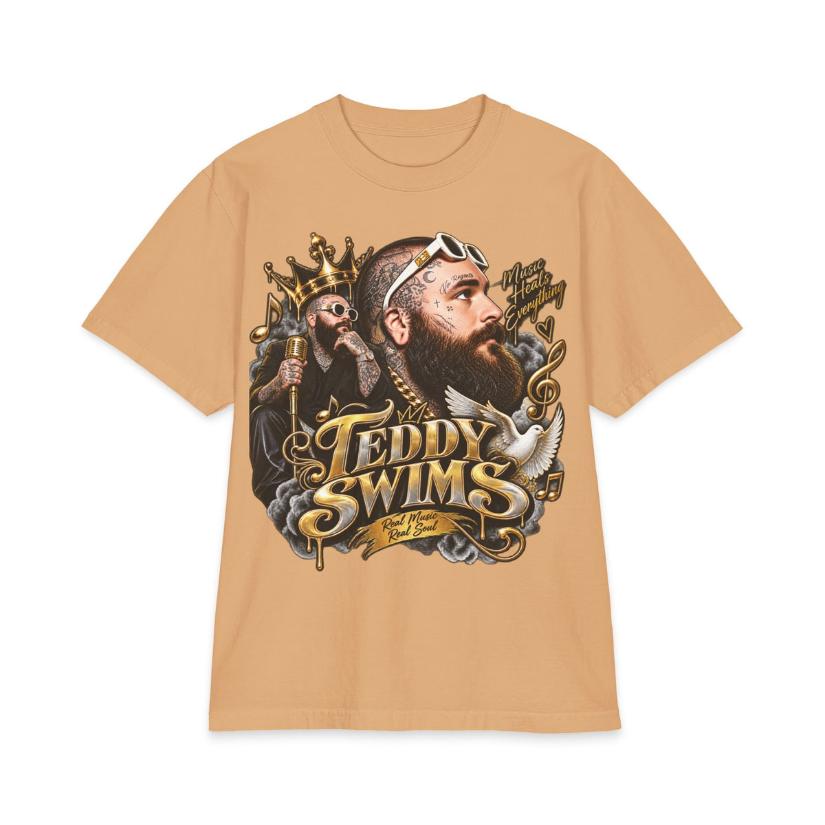 Teddy Swims Portrait T-Shirt | Vintage Crowned Singer Graphic Tee
