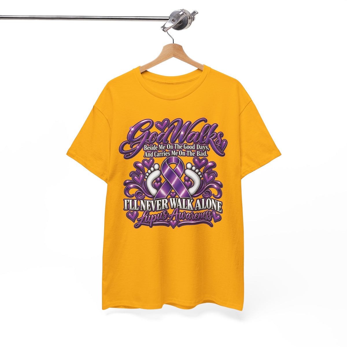 Never Walk Alone Lupus Ribbon Tee | Purple Awareness Ribbon, Support Shirt