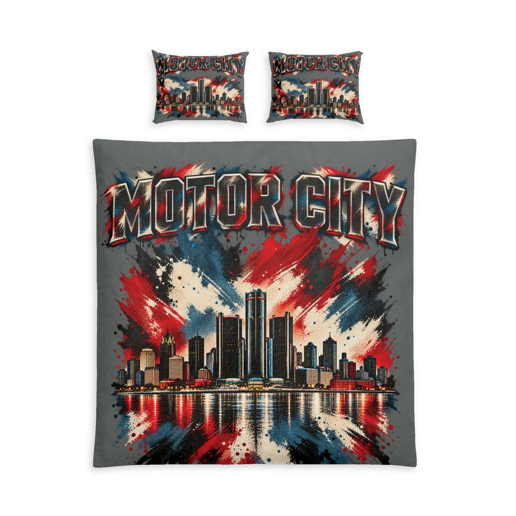 Motor City Detroit Skyline Cotton Bed Set
