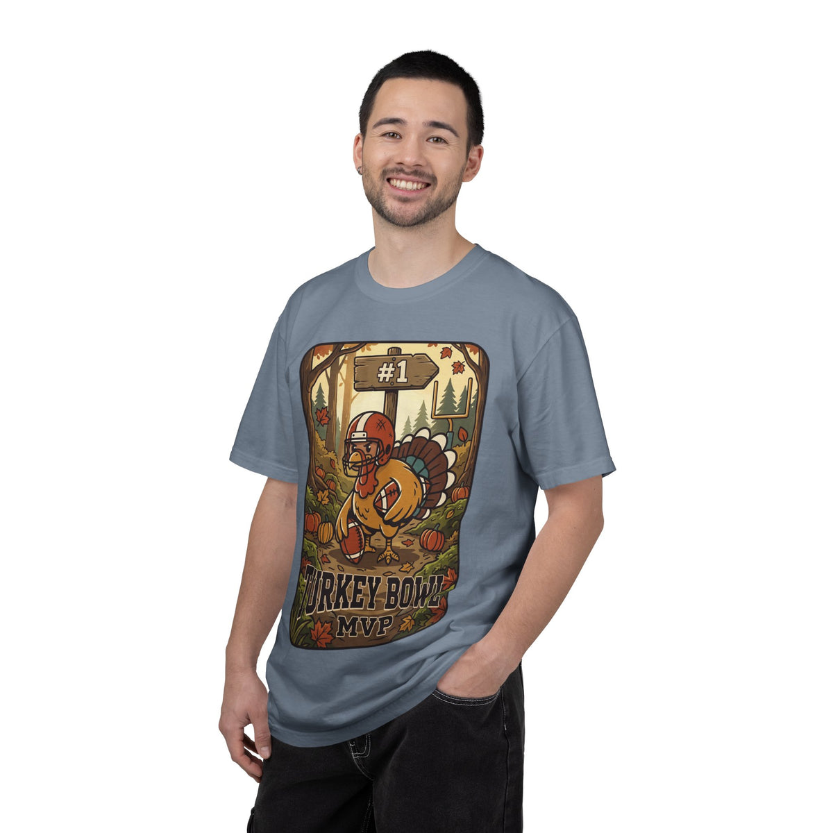 Turkey Bowl MVP T-Shirt | Thanksgiving Football Turkey Illustration