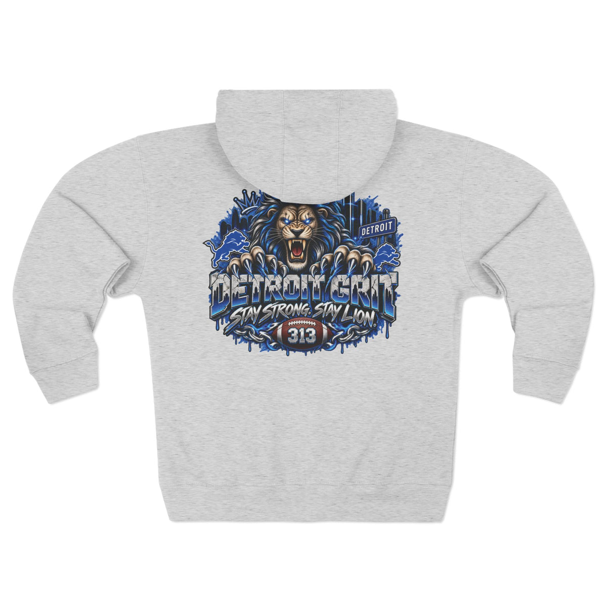 Detroit Lion Graphic Zip Hoodie | Detroit City 313 Lion Design