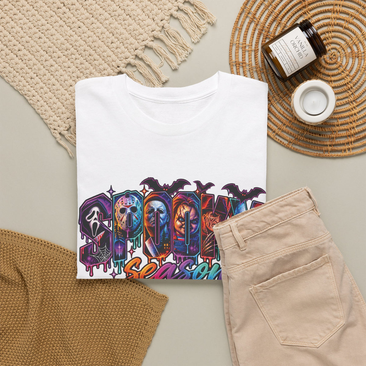 Horror Mask Graffiti Tee | Spooky Season Halloween Slasher Skull Vampire Werewolf