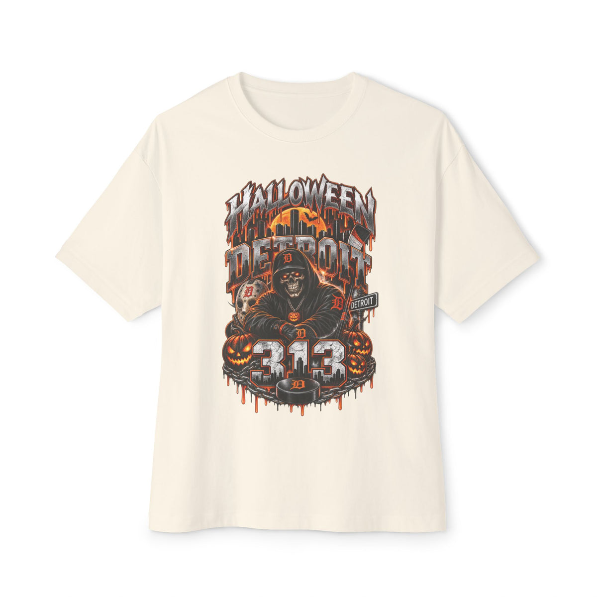 Halloween Reaper Graphic Tee | Skull Pumpkin 313 Design