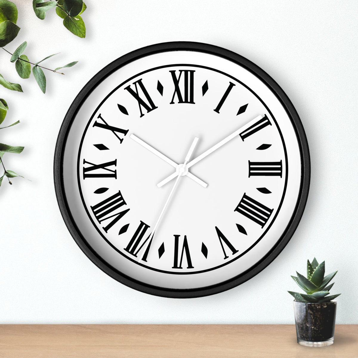 Roman Numeral Clock Wall Clock | Black Frame, Classic Vintage Face