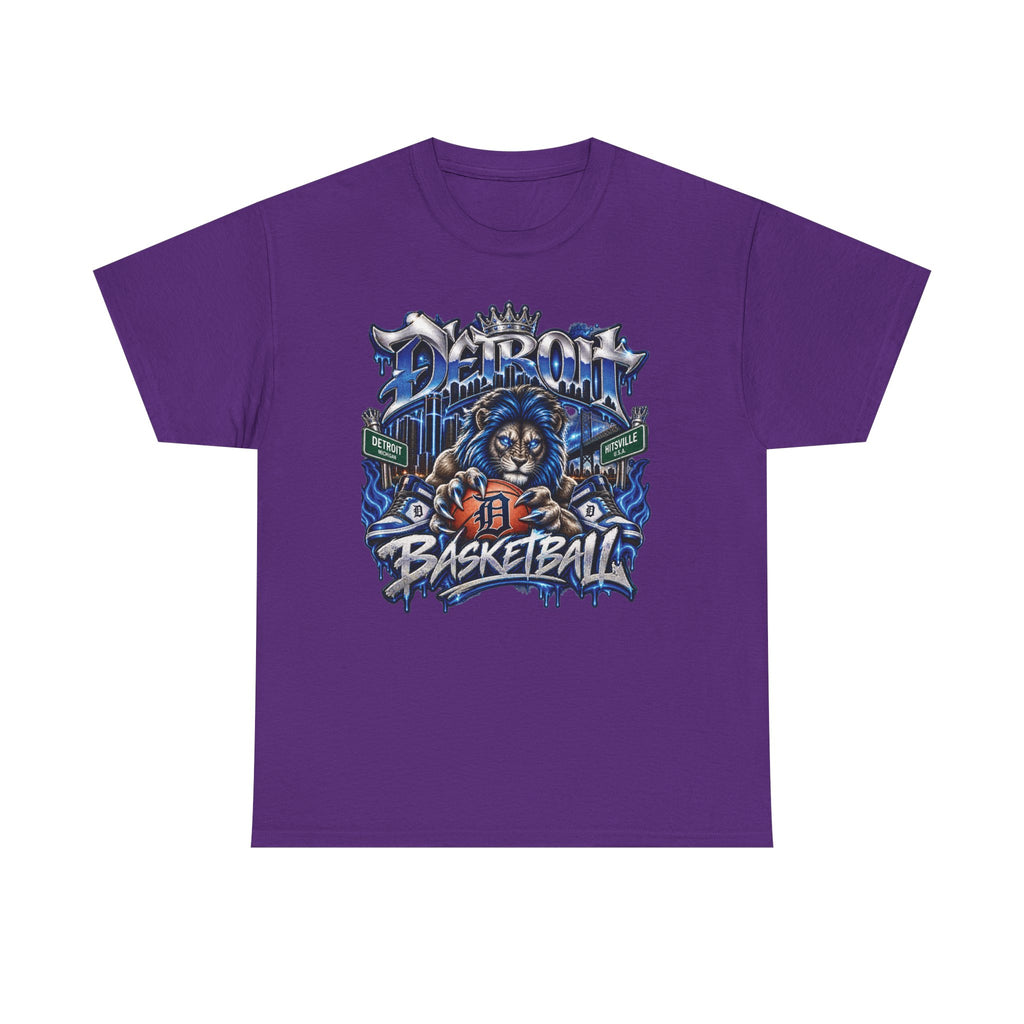 Detroit Basketball Lion Graphic Tee | City Streetball Detroit D Logo