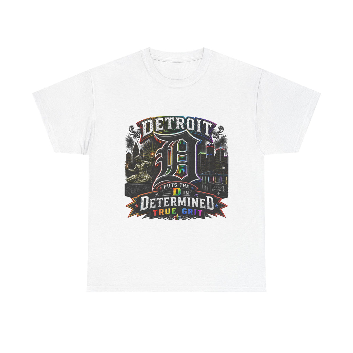 Detroit D Skyline Determined True Grit T-Shirt | City Pride Tee