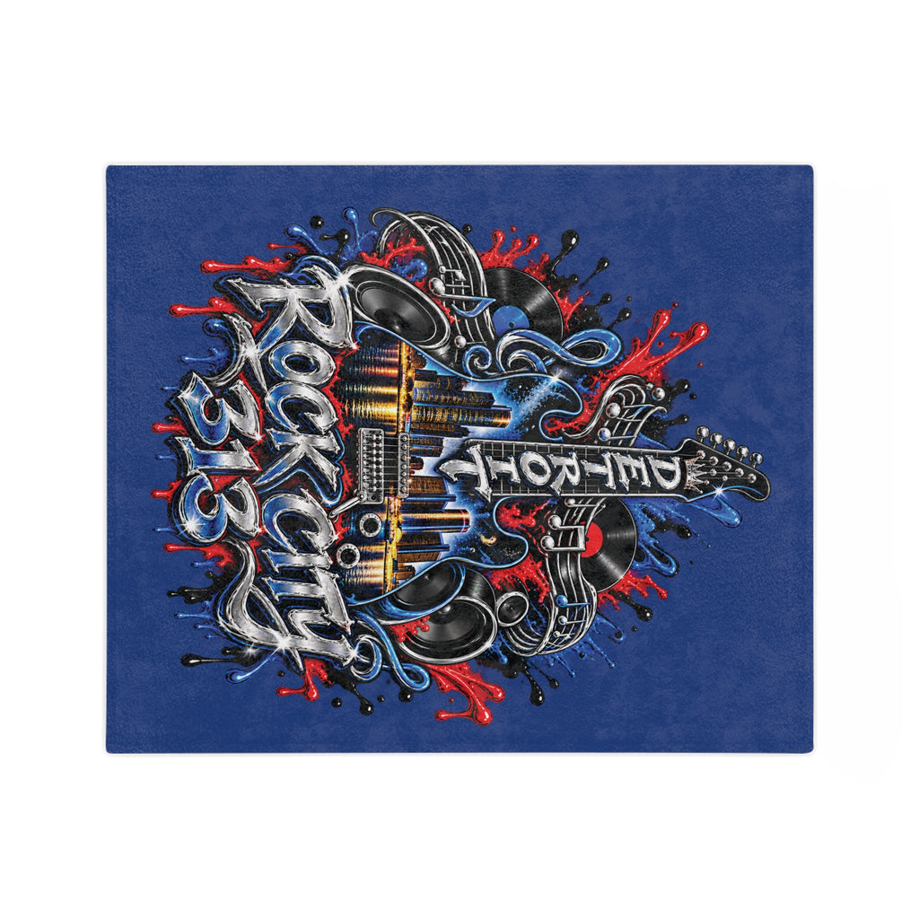 Detroit Rock City 313 graphic Velveteen Blanket | Guitar Skyline Music design
