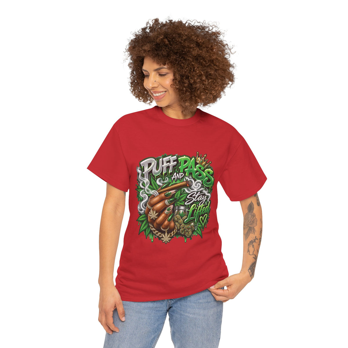Puff and Pass Stay Lifted T-Shirt | Cannabis Leaf Graphic Tee