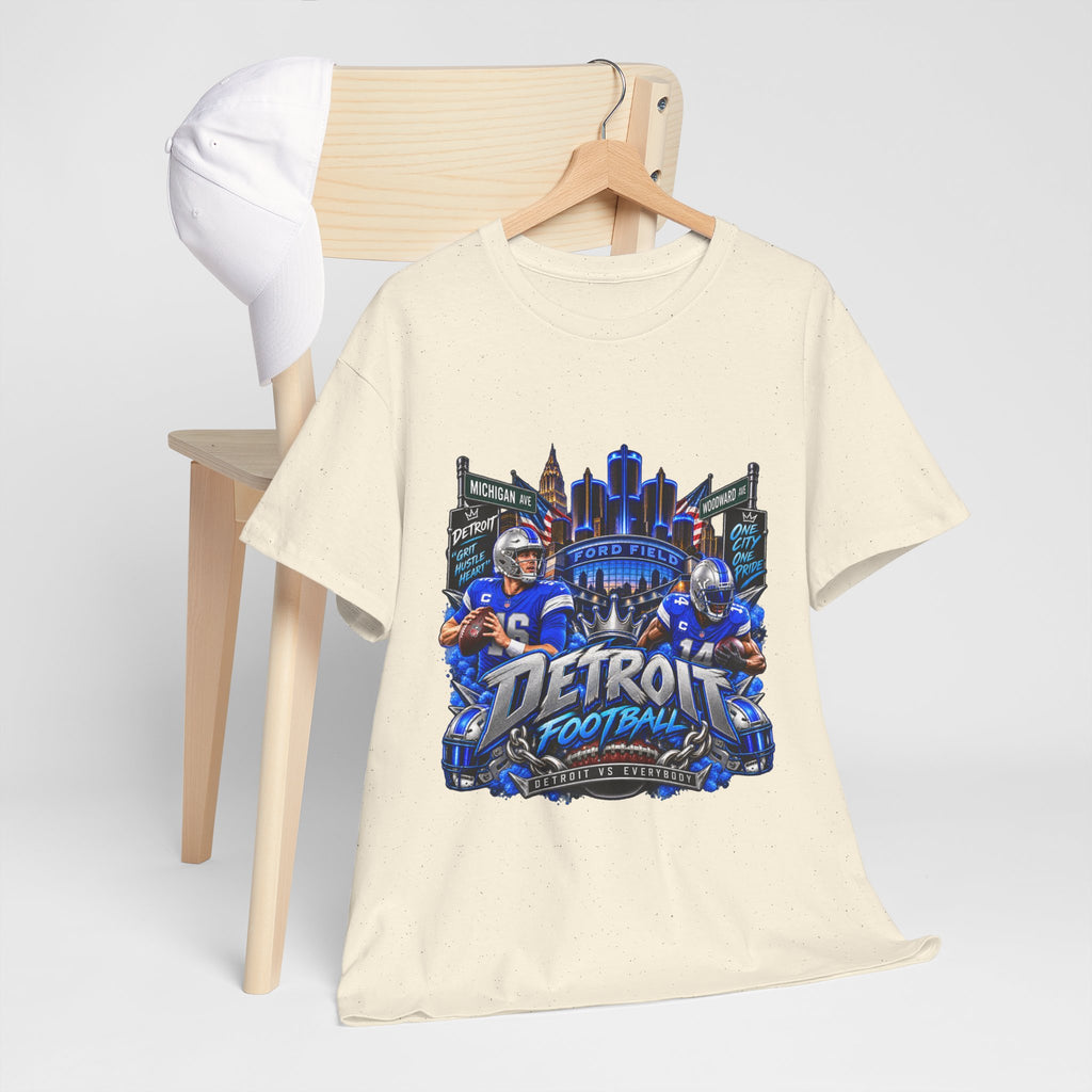 Detroit Football Graphic Tee | City Skyline, Players, Lions-Inspired Design