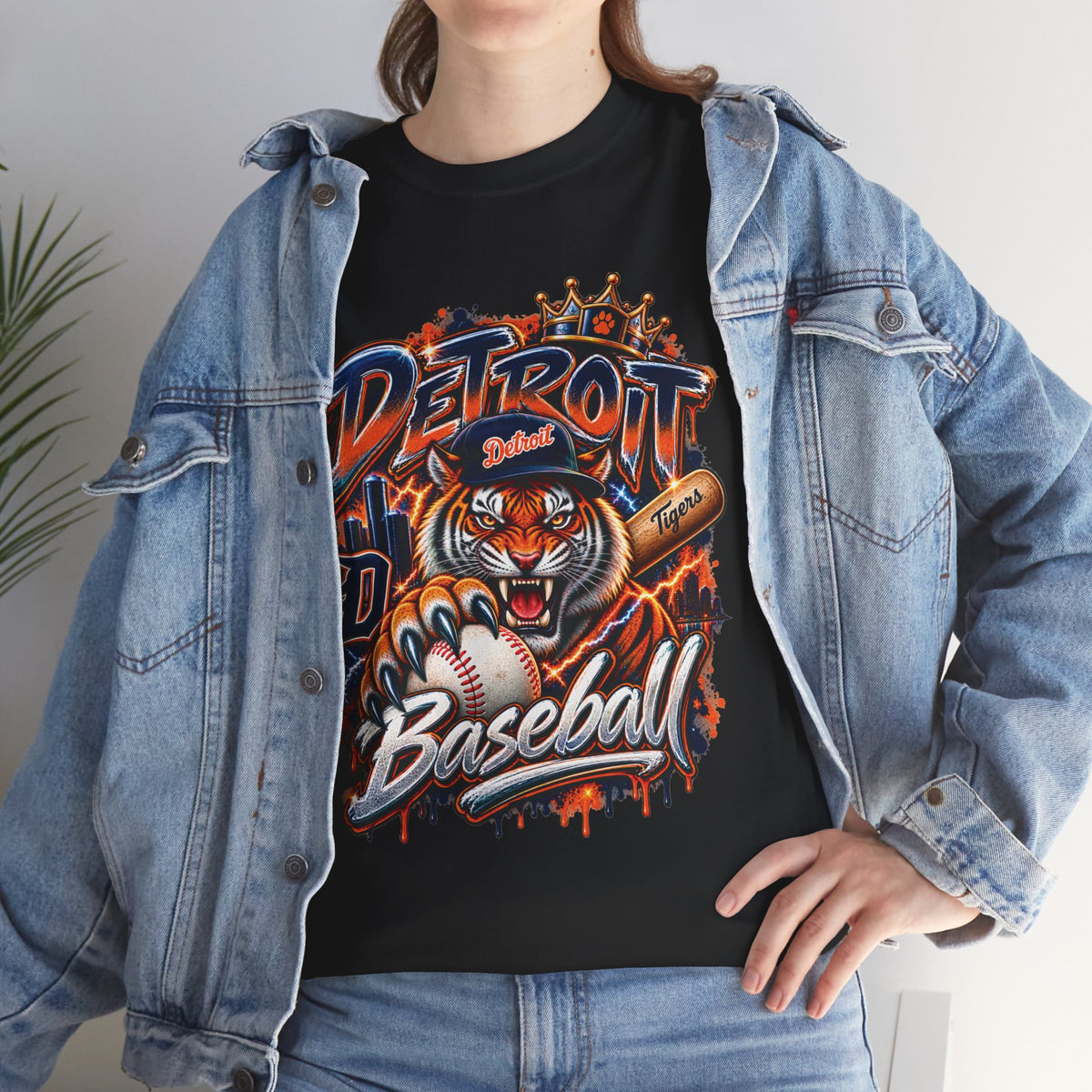 Detroit Tigers Tiger Baseball Tee | Vintage Mascot Detroit Baseball Shirt