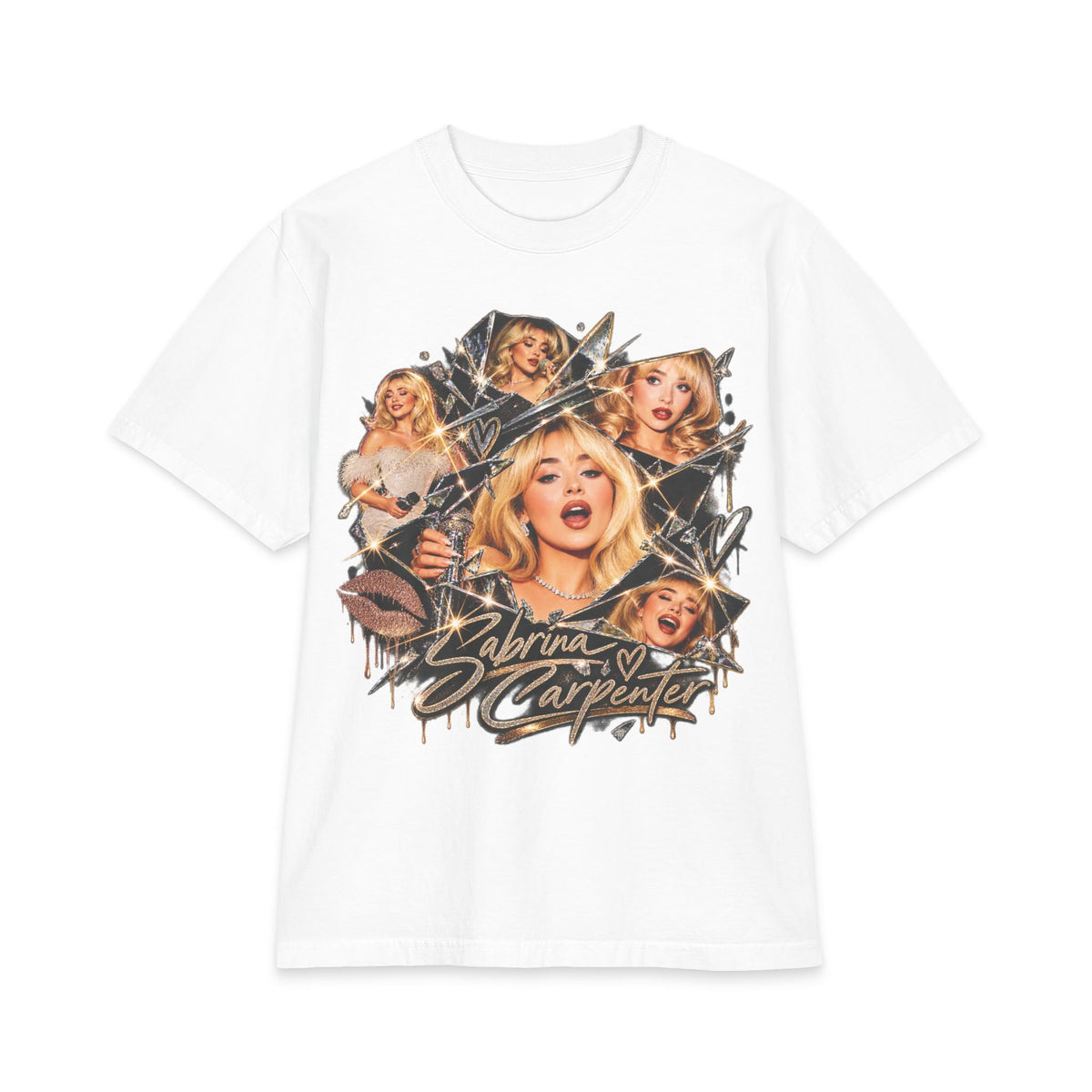 Sabrina C Collage Pinup Portraits T-Shirt | Retro Lip Print Tee