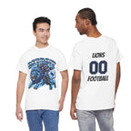 Detroit Lion Rider T-Shirt | Football Team Graphic Tee, Blue Mascot