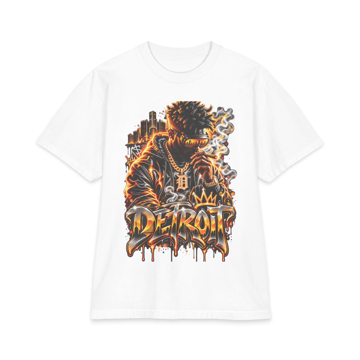 Detroit King Streetwear T-Shirt | Urban Graffiti Dripping City Design