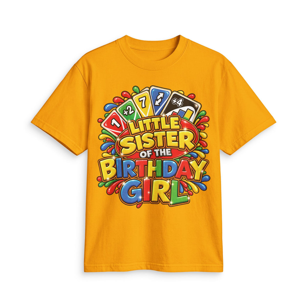 Little Sister of the Birthday Girl T-Shirt | Colorful Birthday Kids Tee