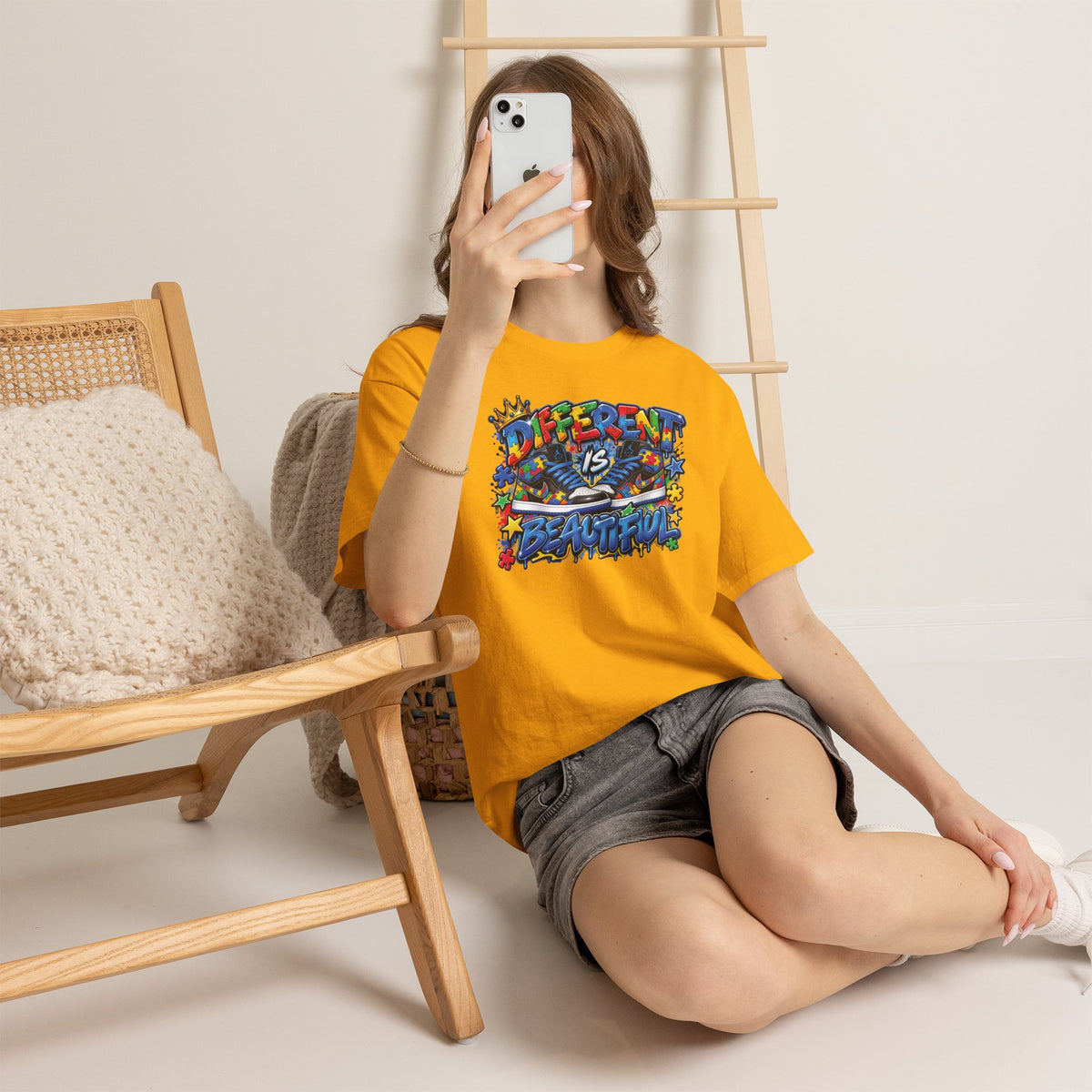 Different Is Beautiful Autism T-Shirt | Colorful Graffiti Typography