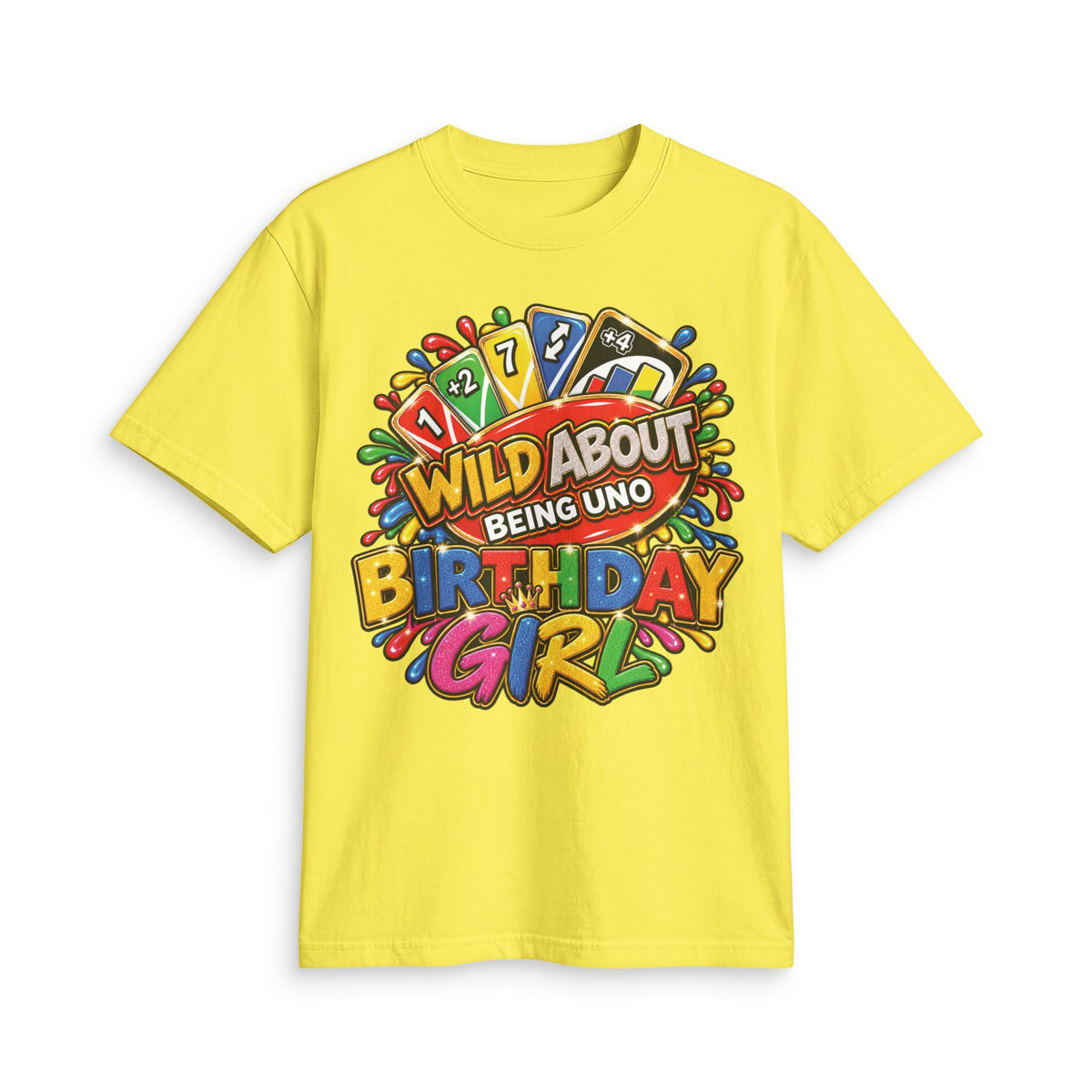Wild About Being UNO Birthday Girl T-Shirt | Colorful Card Game Design