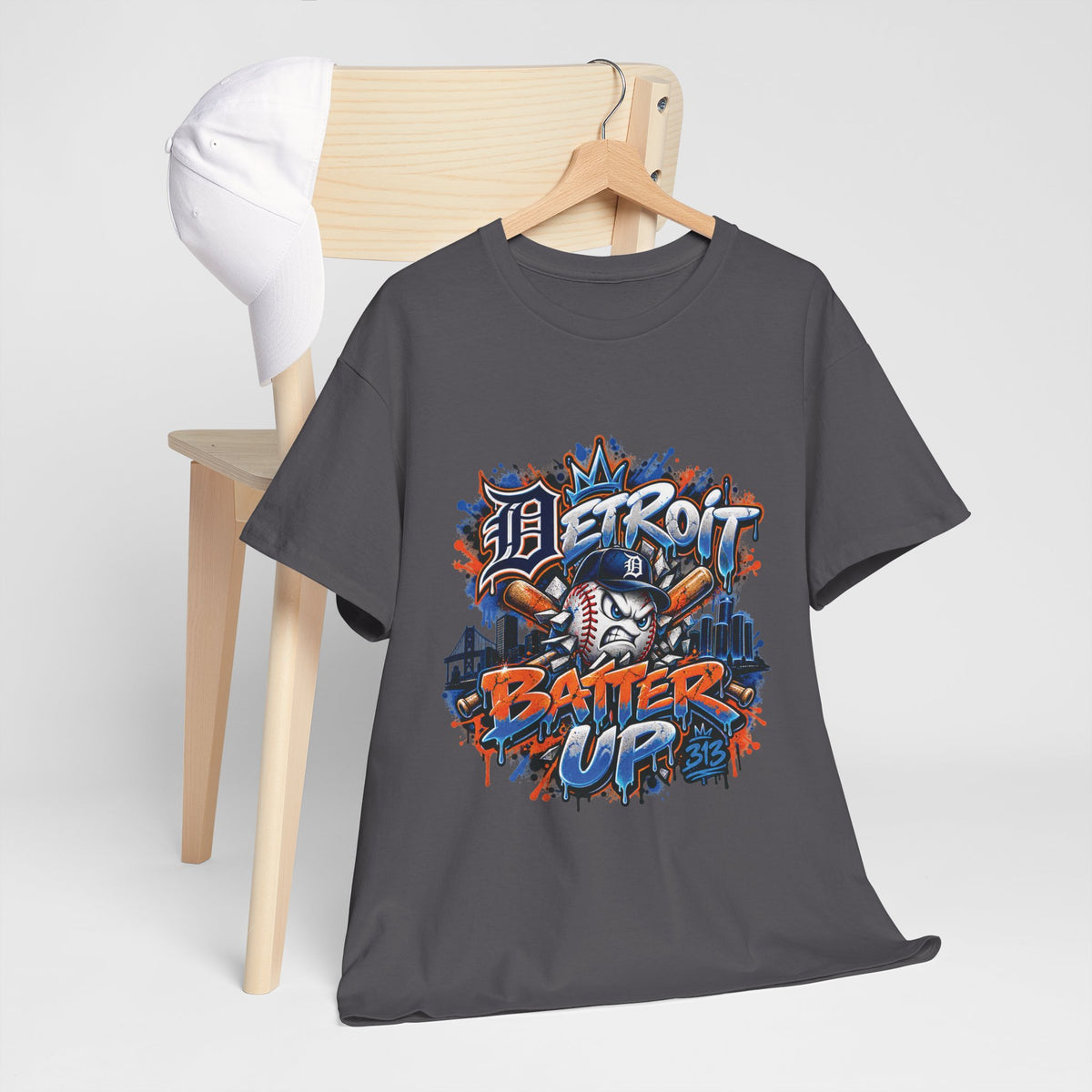 Detroit Batter Up T-Shirt | Baseball City Skyline Tee