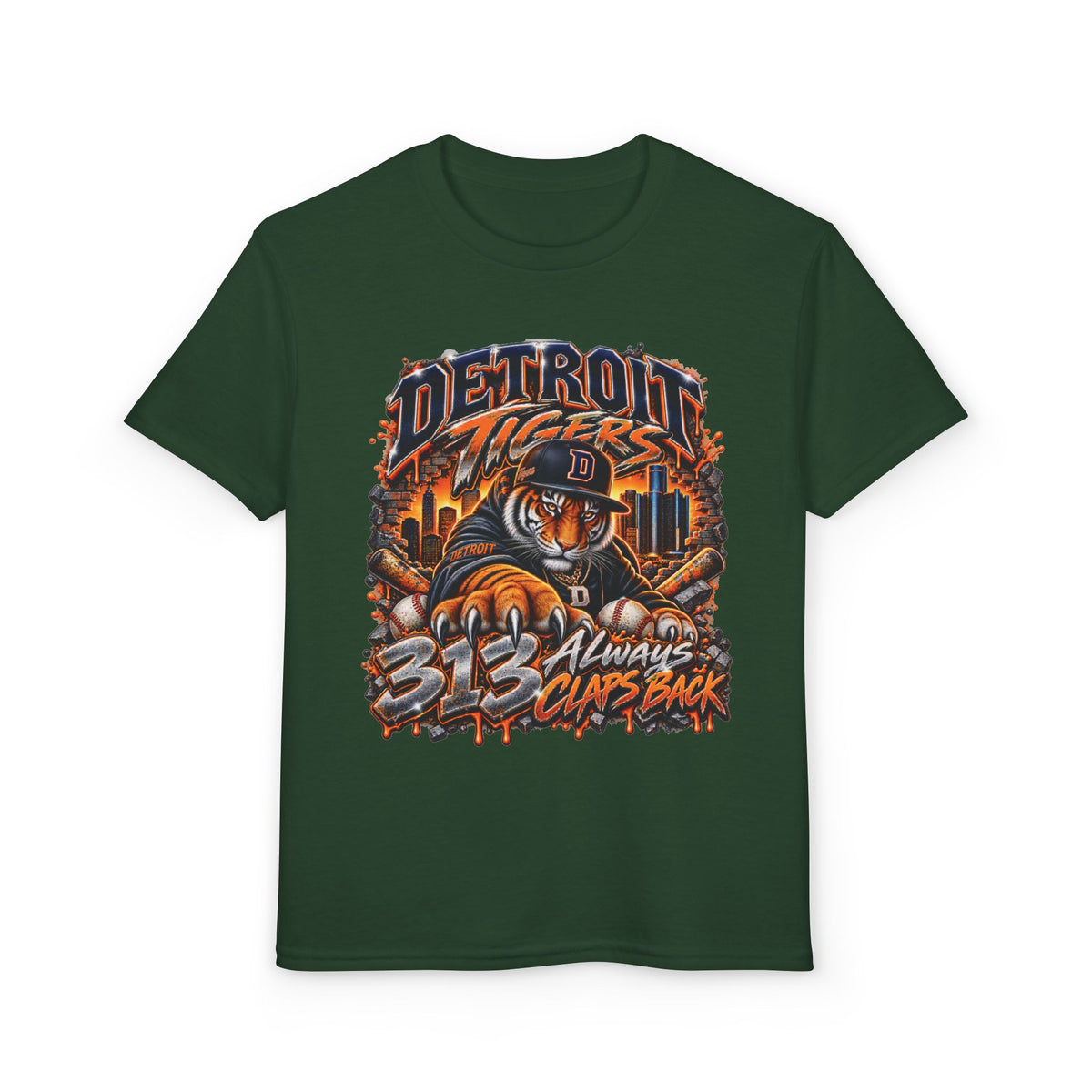 Detroit Tigers Tiger Mascot T-Shirt | 313 Always Claps Back