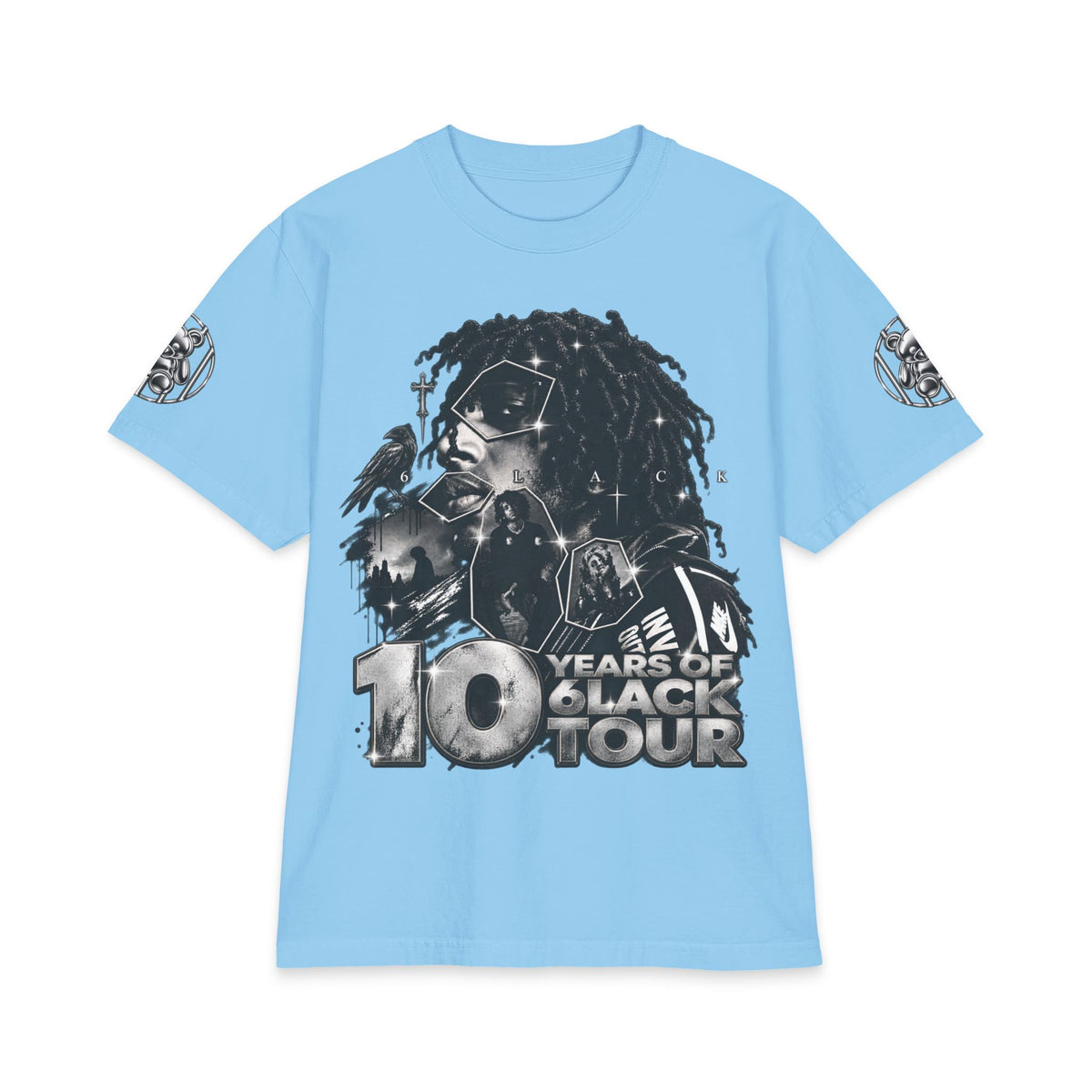 10 Years of 6lack Tour graphic T-Shirt | Number 6 back design
